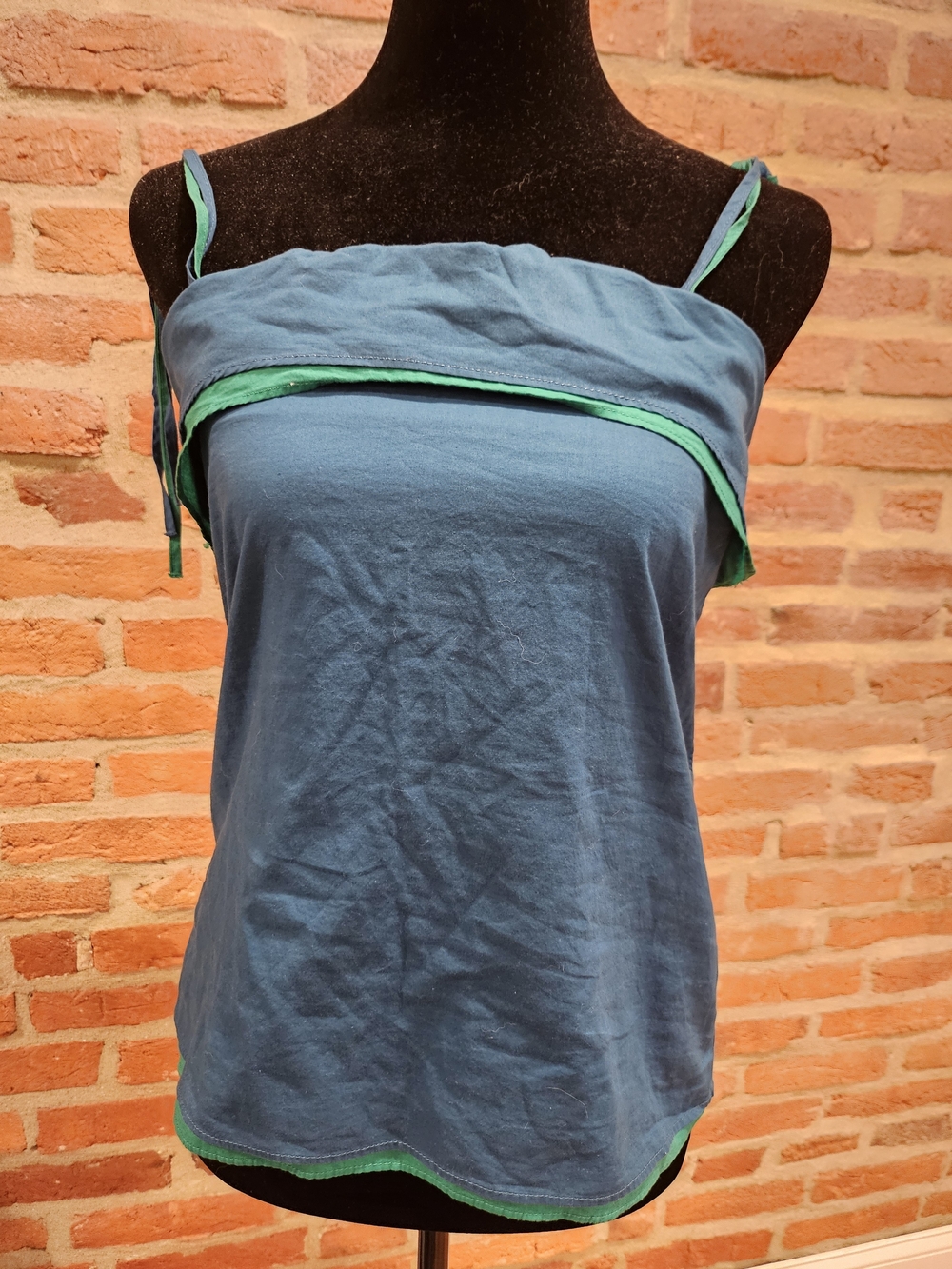 Thakoon Blue Tank Top with Green Trim